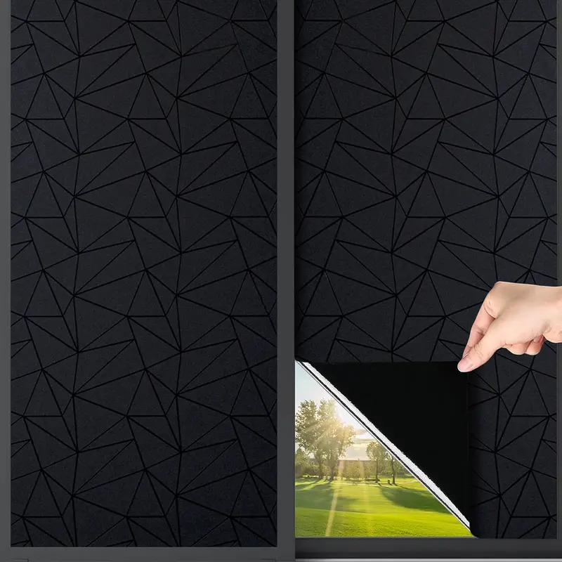 Vinyl Window Film (44.5x200cm), Privacy Crystal 100% Light Blocking, Anti-Static UV Protection, Self-Adhesive for Bedroom Living Room Dormitory Sun Shade Film, Window Privacy Films