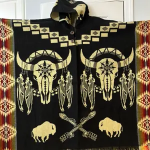 Alpaca poncho bison skull design