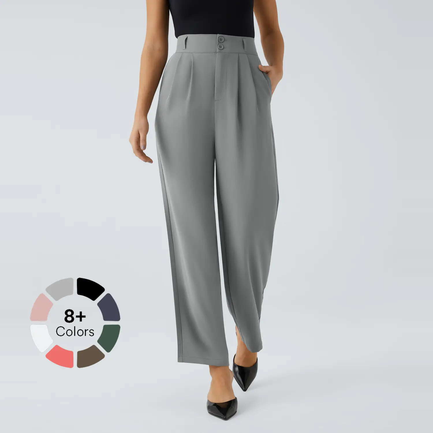 Halara Flex High Waisted Zipper Pocket Shirred Straight Leg Work Pants Halara Flex High Waisted Zipper Pocket Shirred Straight Leg Work Pants