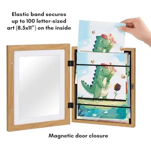 Framenow Kids Art Frame with 100+ Picture Storage | Front-Opening Interchangeable Display | A4 Wooden Gallery Frame for Childrens Artwork | Memory Box & Portfolio for School Projects