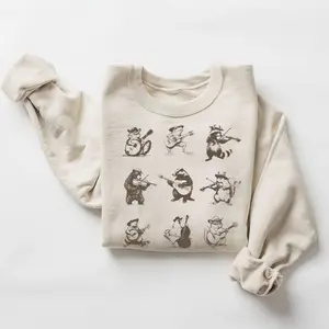 Banjo Animals Sweatshirt, Funny Vintage Retro Country Animal Sweatshirt, Bear Raccoon Badger Frog Squirrel Chicken Fun Gift Unisex