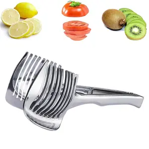 Fruit Slicer, Durable Vegetable Slicer, Tomato Cutter, Stainless Steel Lemon Knife with Handle, Kitchen Fruit and Vegetable Cutting Stand, Kitchen Fruit Utensil, Homemade Food and Drink Tool, Kitchen Gadget