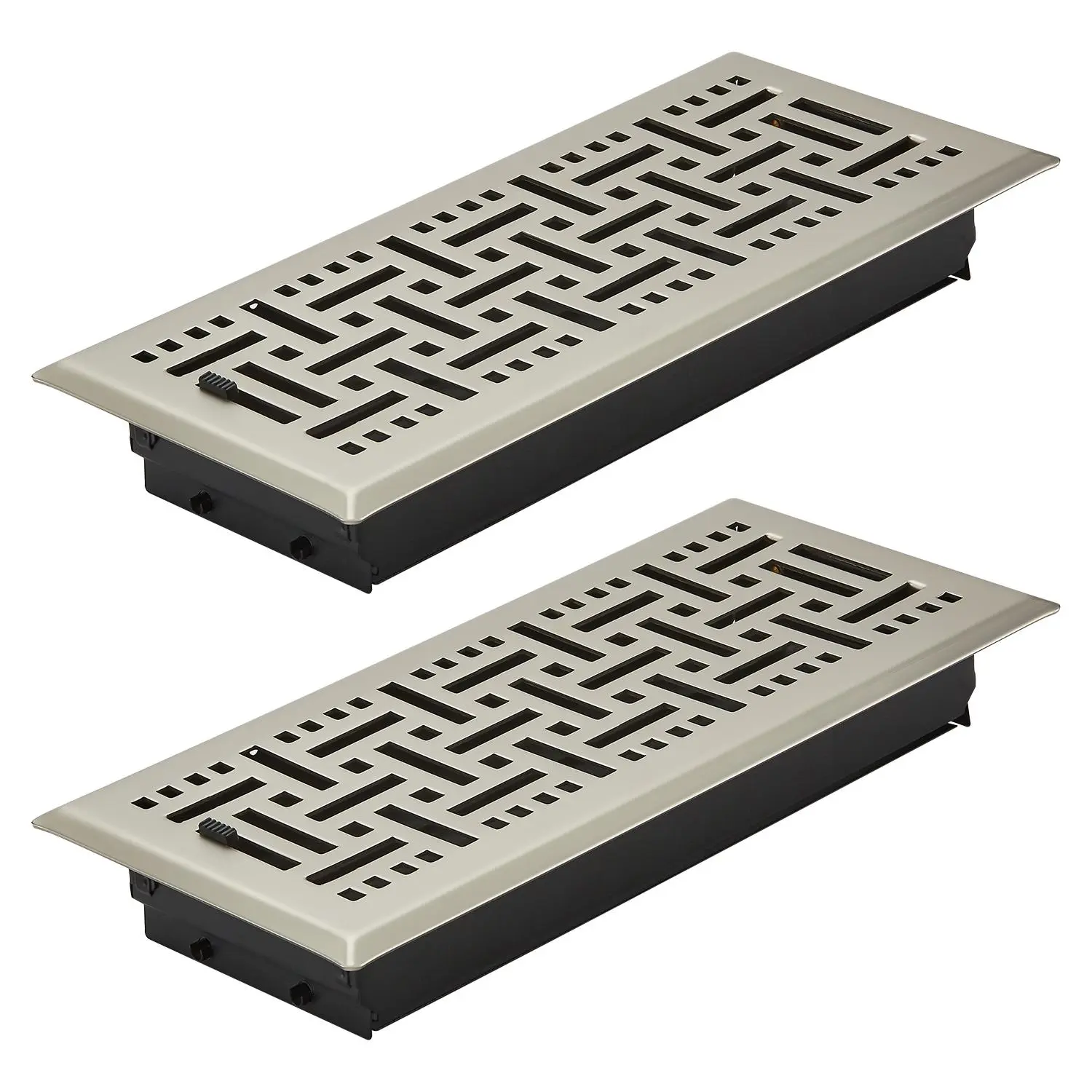 【summerfinds】VEVOR 4 x 10 Inch Floor Registers, 2-Pack Vent Grilles, HVAC Heavy-Duty Walkable Iron Floor Vents, Easily Adjustable Rust-Proof Air Vents Deflector with Metal Damper, for Home & Office, Nickel-Plated