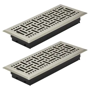 【DealsForYouDays】VEVOR 4 x 10 Inch Floor Registers, 2-Pack Vent Grilles, HVAC Heavy-Duty Walkable Iron Floor Vents, Easily Adjustable Rust-Proof Air Vents Deflector with Metal Damper, for Home & Office, Nickel-Plated