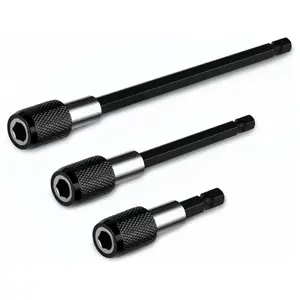 3-Piece Set 1/4 Inch Hex Shank Quick Release Rod Socket Adapter, Magnetic Extension Chuck Head, Fits Screws Nuts Drill Bits Drivers, Tool Accessories