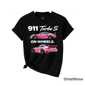 Pink 911 Turbo S Graphic T-Shirt | Aesthetic Dream Car Streetwear | Y2K Retro Racing Tee | Unisex Pink Porsche Inspired Fashion Top | Trendy Gift for Her & Him