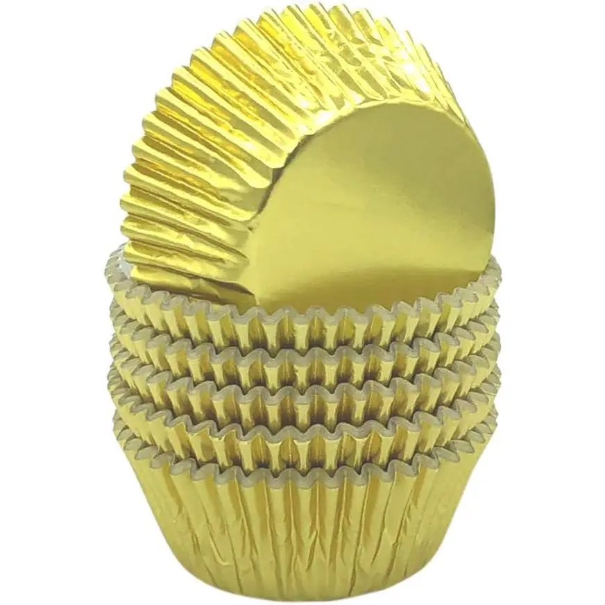 Shiny Gold Foil Cupcake Liners Standard Paper Baking Cups for Wedding, Party and More, 120-Count