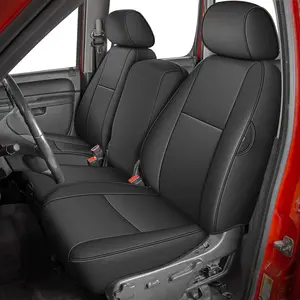 Leather 5-Seat Covers for Chevy Silverado, GMC Sierra 1500/2500HD/3500HD Trucks (2007-2025) - Airbag-Safe, Full-Fit, Tailored Leather Seats Cover Cushion Protectors, Seat Protectors Cushion