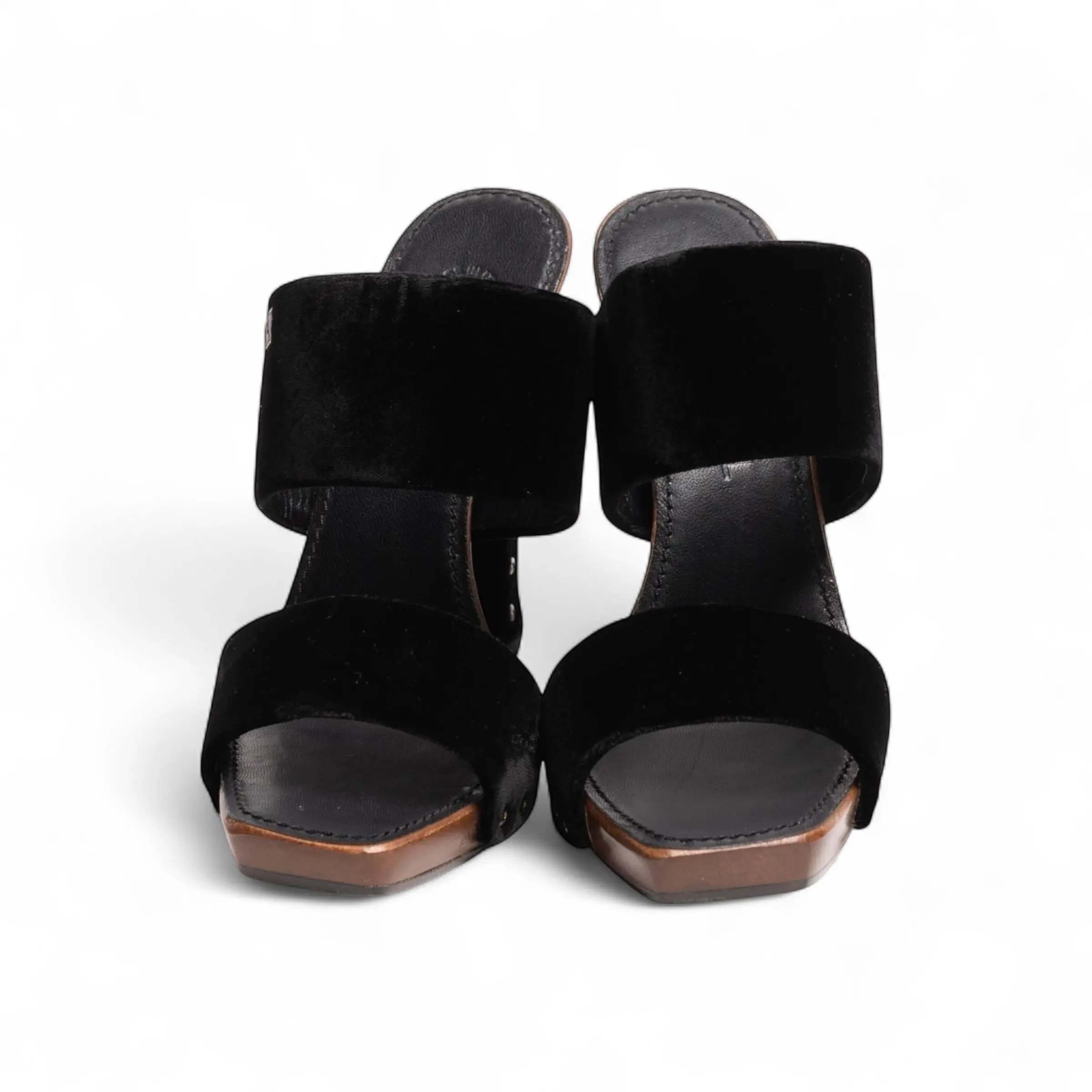 Pre-owned Chanel Vintage Velvet Platform Sandals, 7.5 B
