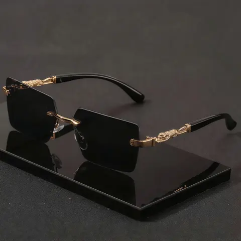 Men's Classic Fashion Frameless Luxury Glasses, Casual Vintage Style, Perfect for Photography, Driving, Travel, Beach, Daily Use, Classic Shades, Casual Stylish Glasses