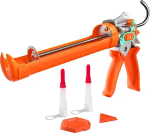 Caulking , Heavy-Duty Aluminum Caulk , 1/10 Gallon, Adjustable 12:1 & 25:1 Thrust Ratio, No-Drip, Built-in Nozzle  and Puncture Tool, Two Nozzles and Scraper