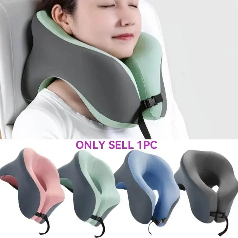 Portable U-shaped Travel Pillow Memory Foam Cushioning Sleeping Pillows Office Nap Pillow Car Airplane Neck Cushion Head Support
