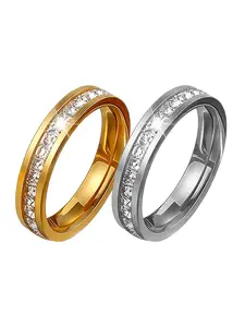 Classic Single Row Diamond Ring, Stainless Steel Handmade Inlay, Casual Fashion Jewelry, Perfect for Daily Wear, Valentine's Day, Mother's Day, Engagement Wedding Band, Wedding Rings