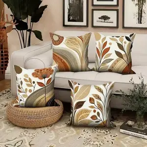 2PCS Spring Summer Yellow Floral Pillow Covers 18x18, Wild Flower Plant Throw Pillows Case, Square Farmhouse Decor Cushion Covers for Home Sofa Bed Couch