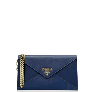 Pre-owned PRADA Leather clutches & wristlets Clutch Saffiano Calfskin Dark Blue (yg030926a5)
