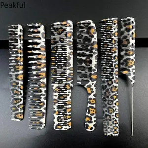 6Pcs Leopard Print Hair Comb Set, Trending Anti-static Hair Styling Tools, Multi-type Professional Hair Care Combs, smooth rounded teeth & sturdy durable material, fit dry and wet hair, ideal for daily home grooming, salon shaping, travel carry