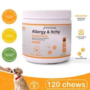 Petour Dog Allergy & Itch Relief Soft Chews, 120 Count, Chicken Flavor, Flea & Tick Season Essential, Natural Antihistamines for Itchy Skin & Seasonal Allergies, Immune Support, Vet-Reviewed