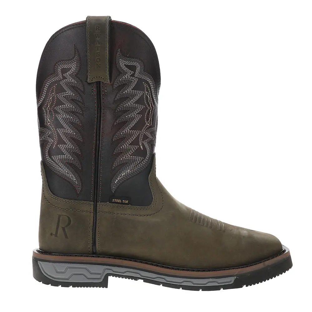 R. Watson Boots Mens Vintage Steel 12 Inch Electrical Wide Steel Toe  Work/Duty - Green