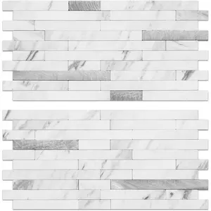 20 sheets faux stone peel and stick backsplash white marble look pvc wall tiles stick on backsplash for kitchen