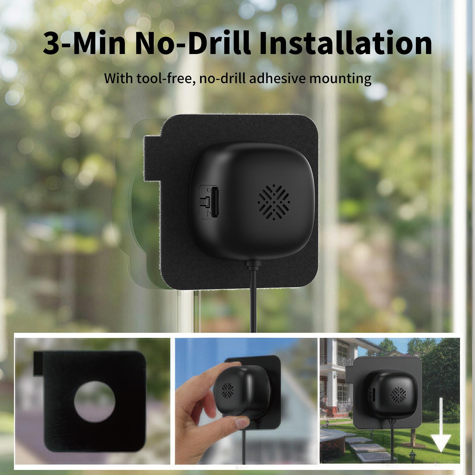 2K 3MP Window Camera Full Color Night Vision No Drill 3-Min Install 2.4G/5G Dual Band WiFi 24/7 Record  WiFi Home Security Camera AI Human Detection Two-Way Audio Indoor Glass Mount for Home Security