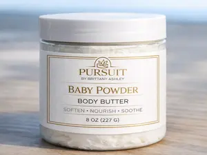 Pursuit By Brittany Ashley Calm Me Down Baby Powder Body Butter w/ Lavender - Moisturizing Cream for Dry Skin - 8 oz