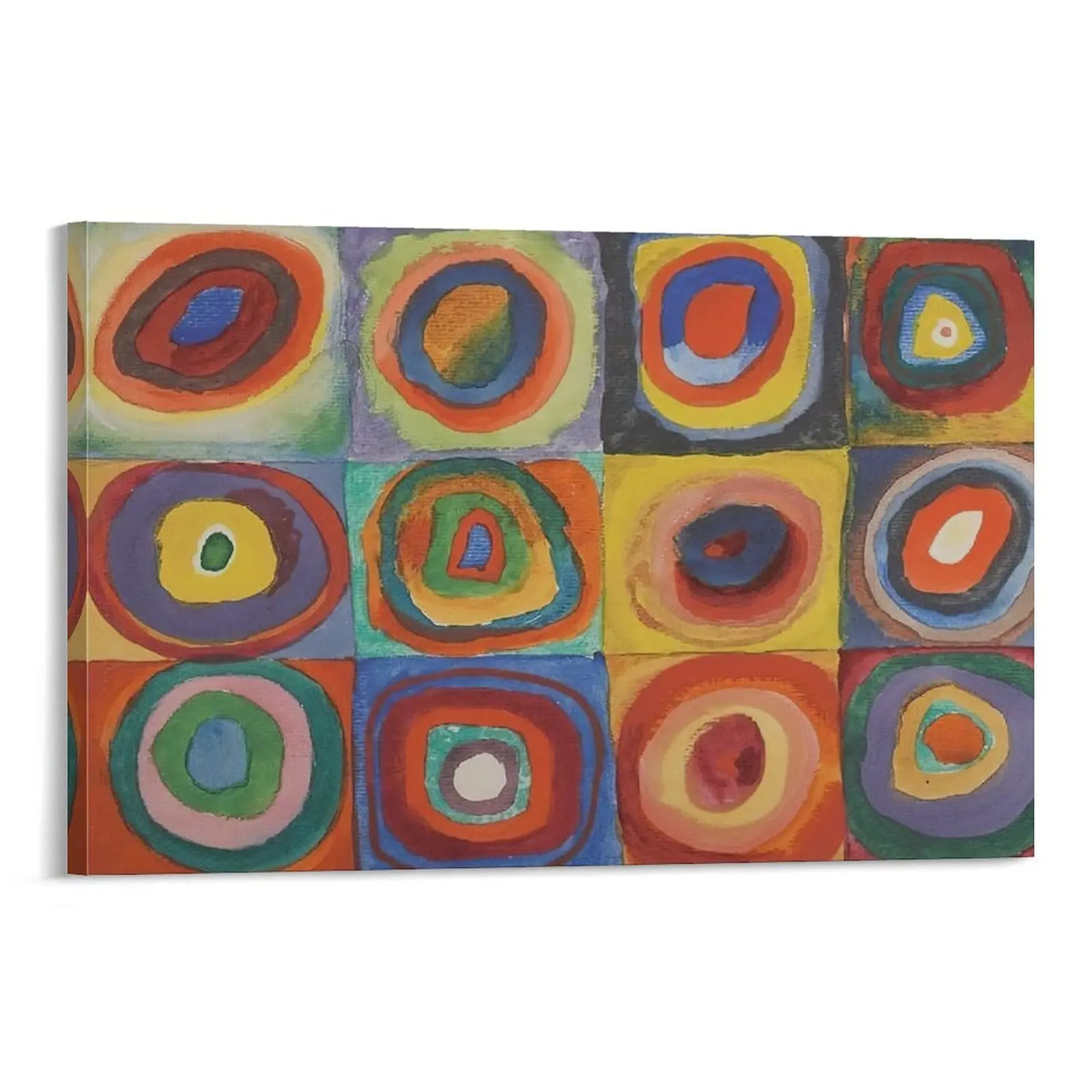 Wassily Kandinsky's Olor Study, Squares With Concentric Circles Wall Art. Cool Artworks for Home Decor, A Gift Idea with Canvas Prints And Hanging Picture. Poster Canvas Wall Art For Bedroom Decor Bar Office Room Decor Gift