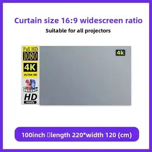 No-Drill Projector Screen – Self-Adhesive Metal Anti-Light Film in 100/120-inch Sizes | Easy Wall-Mounted Foldable Screen for Rental Homes & Temporary Setup