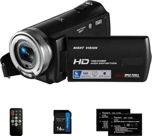 Camcorders HDV-V12  1080P Video Camera Recorder  Night Vision Camera Camcorders with 16G Memory Card and 2