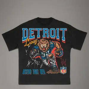Detroit Defend That Den Shirt, Lions Football Fan T-shirt Classic Cotton Fabric Medium Menswear Tops Casual Graphic Design Tshirt Crewneck