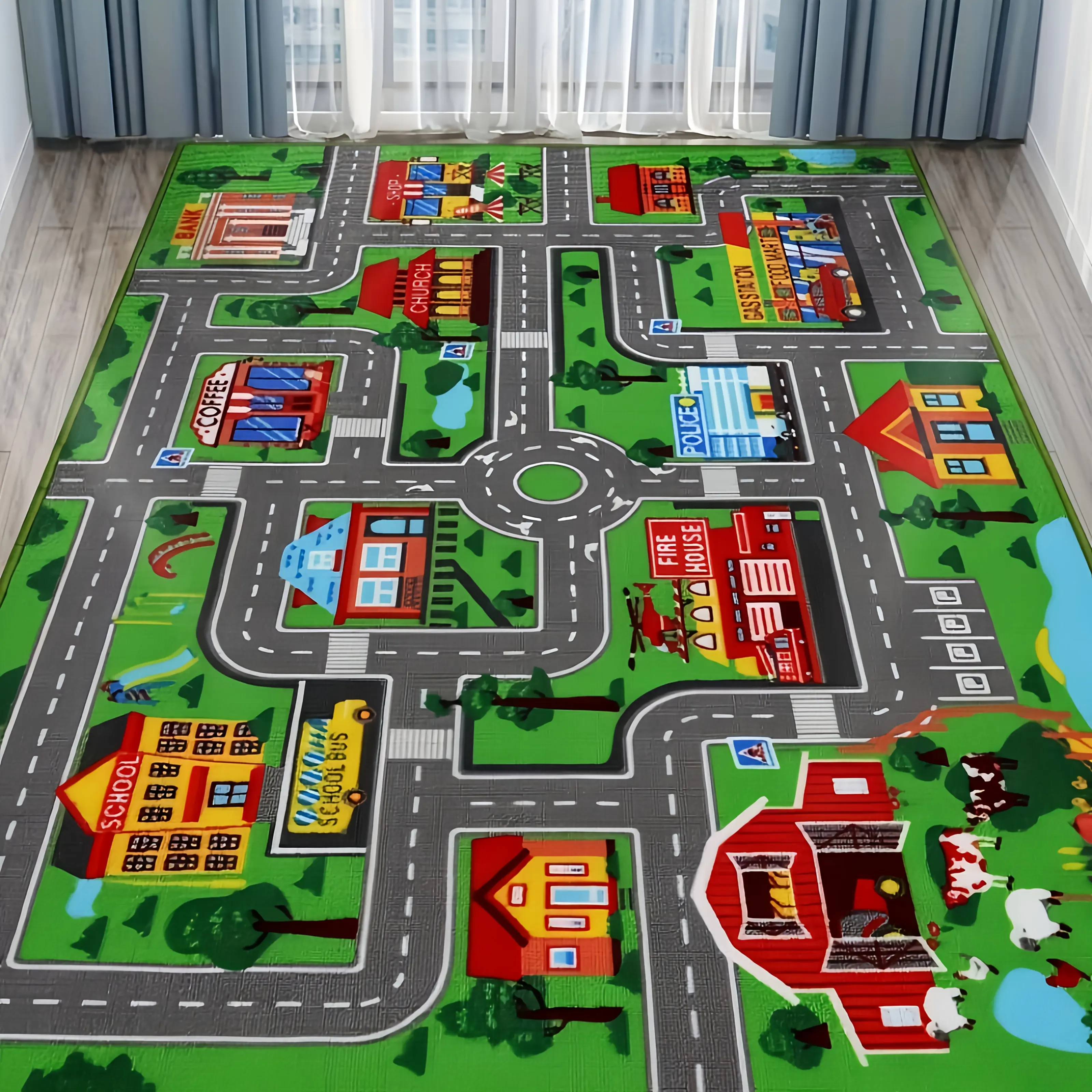 1pc Extra Large Non-Slip Sturdy Activity Mat - Heavy-Duty, Dustproof Indoor/Outdoor Floor Mat with Track Design, Machine Washable, Fade-Resistant for Unisex Kids' Room, Gaming - Ideal Kid Room Decor Gift