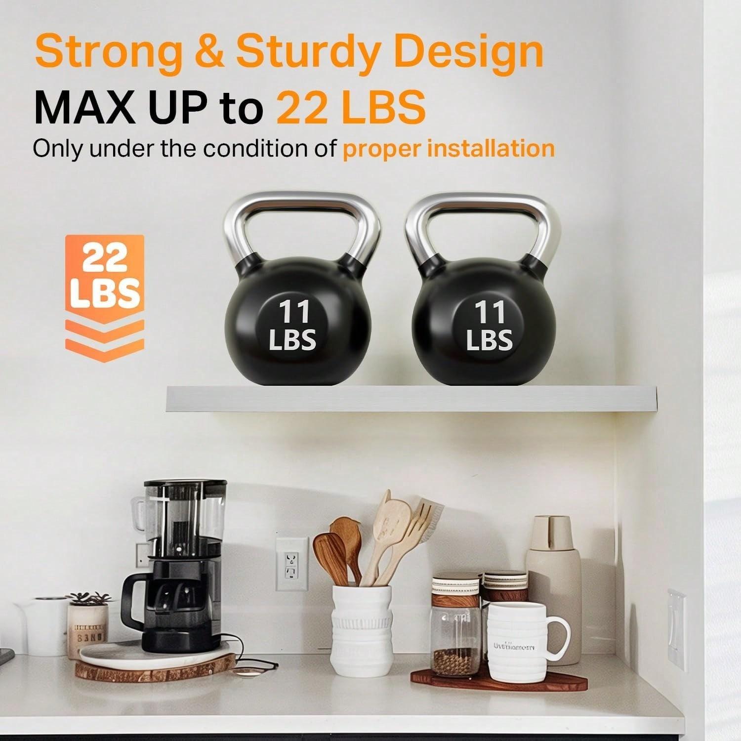 TAIMASI 5 Pieces Floating Shelves For Wall, 22in, Wall-Mounted, MDF Wood Room Decor, Rustic Wood Shelves For Bathroom, Living Room, Bedroom And Kitchen, Wall Shelves For Storage,Books,Room Decor