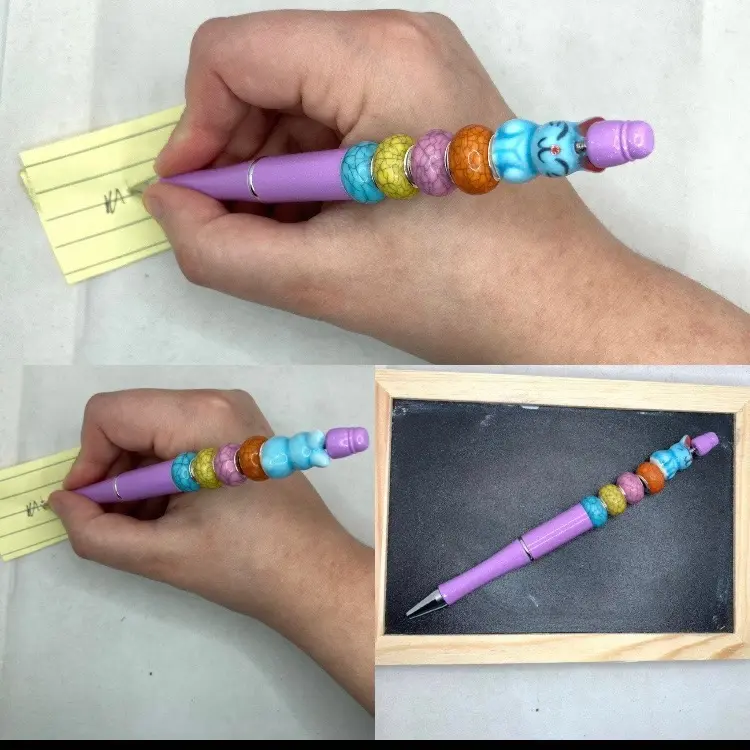 Ceramic bunny handmade beaded pen