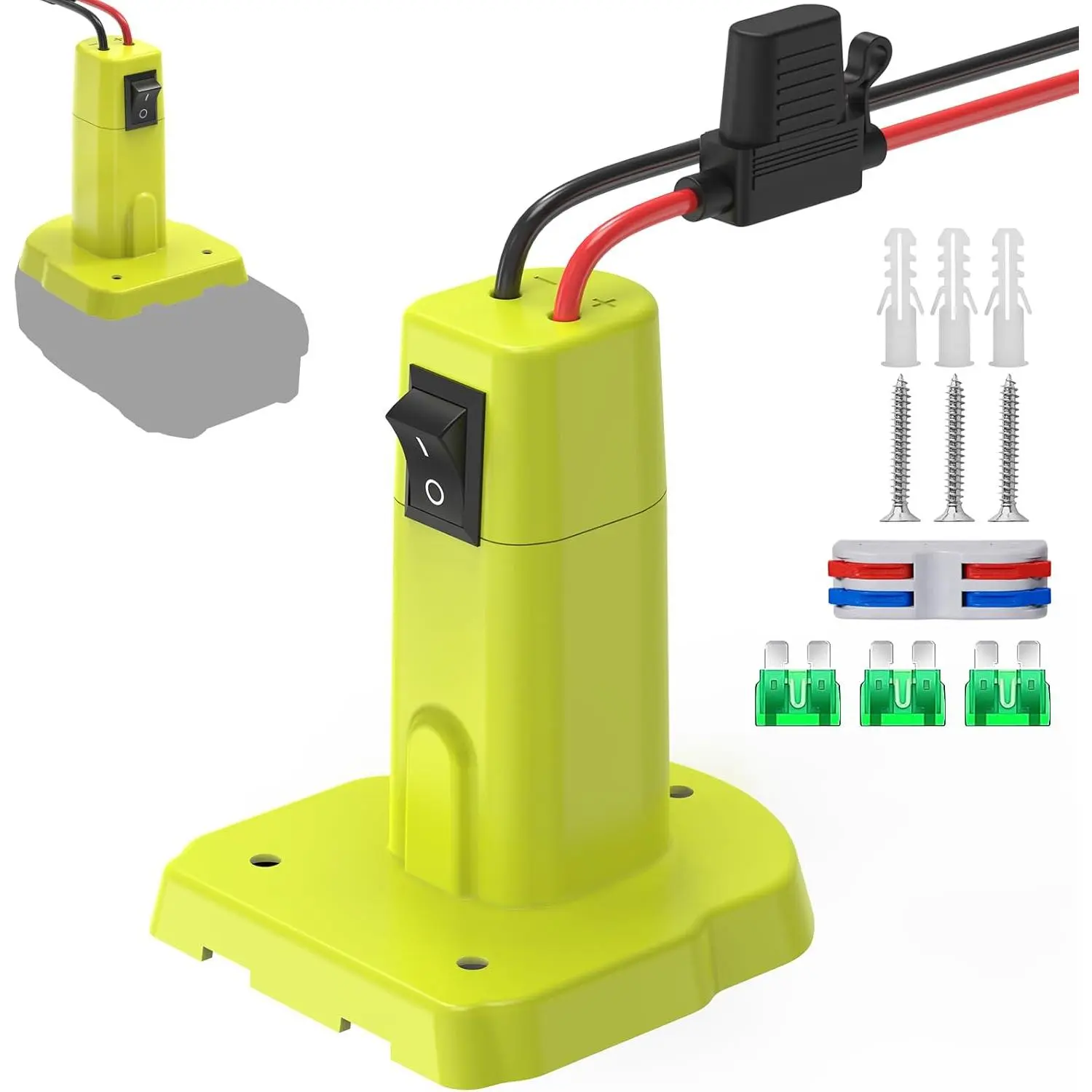 1 Pack Ryobi 18V Lithium Ion Batteries Power Wheel Adapter, Upgraded Converter Kit with Switch, Fuse, Wire Terminals, 12 AWG Wire, Power Connector for DIY RC Car Toys, Robotics
