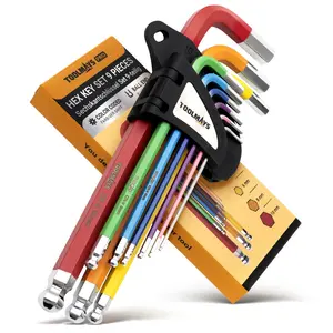 9pcs Allen Key Set, Metric Hex Keys, Hex Wrenches, 1.5-10mm, Anti-Slip Long Ball Hex Key Set with Color Coding for Furniture Assembly, Bikem, Motorcycle Repairs, Household DIY