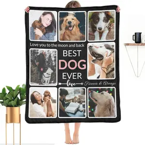 Customized Blanket with Photo, Make a Personalized Blankets with Picture Customizable Memories Souvenir Throws Blanket Gift for Best Dog Lover Ever