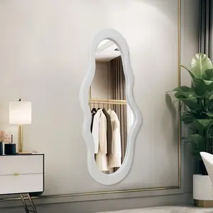 Small cloud mirror unique 44x21 inch full length wall mounted mirror tall mirror full body floor length mirror dressing body mirror frameless mirror for bedroom bathroom living room