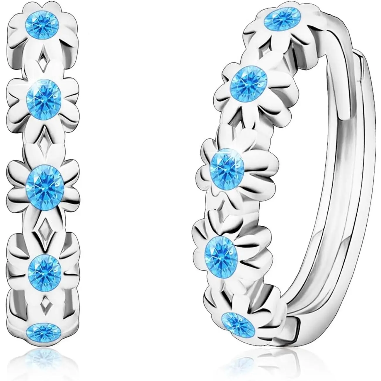 Huggie Earrings for Women Hypoallergenic Earrings for Girls Mini 14K Yellow Gold Plated Toddler Cubic Daisy Flower Small Hoop Earrings