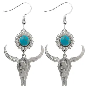 Steer Skull Turquoise Earrings
