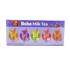 Jelly Belly Boba Milk Tea Gift Box 4.25 oz Gourmet Jelly Bean Candy with 5 Authentic Flavors Taro Matcha & Caramel Snack Drink