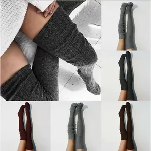 1/3/5Pairs Random Plain Over Knee High Leg Female Long Winter Knit ladies Thigh High Over The Knee Women Slouch Socks Womenswear Basic