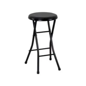 Folding Metal Stool, Black