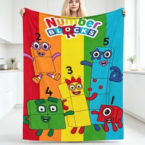 Numberblocks Educational Flannel Blanket, Soft Cozy Throw for Adults & Kids, Numbers 1-10, Home, Travel & Gift