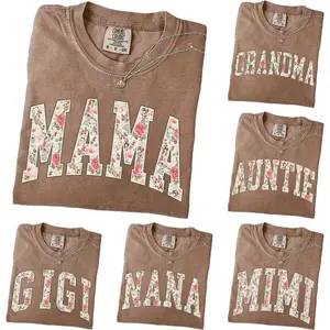 Comfort Colors Nana Gigi Mimi Grammy Lala Mother's Day Tee, Custom Preppy Floral Grandma T-Shirt, Personalized Retro Pink Roses Mama Shirt - AMBER