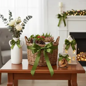 25Y/3.8CM/1.5IN Olive Green High-Quality Ribbon for Mother’s Day gifts, decorative accents for holiday celebrations, DIY ribbon decoration supplies, suitable for bouquet gift wrapping, wedding invitation accessories, clothing accessories, festival decorat