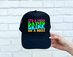 Drink on a Boat Black Trucker Hat