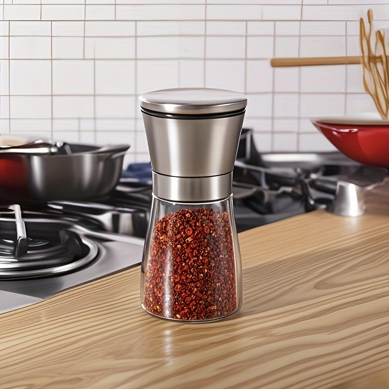 Kitchen Storage Spice Jar Set Stainless Steel & Glass Seasoning Containers Salt and Pepper Shakers