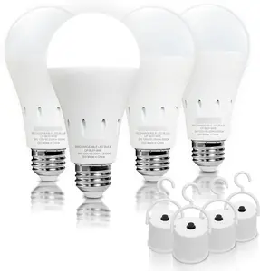 Rechargeable Emergency Light Bulbs, Battery Powered Energy Efficient LED Light Bulb 6000K Daylight E26 120 Volt 9W 60W Equivalent with 1200mAh for Home Power Outage Camping Hurricane