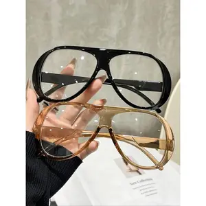 Elegant Large Size Women's Flat Mirror, Suitable for Daily Life and Office Use, 2 Pairs, Perfect for Everyday Beauty Routine, Fashionable Frames Glasses