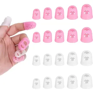 20 Pcs Rubber Finger Tip, Thumb Protector Fingertip Protectors for Sorting Paper Guitar Chord Presser Silicone Fingers Protectors for Stringed Instruments, Sewing