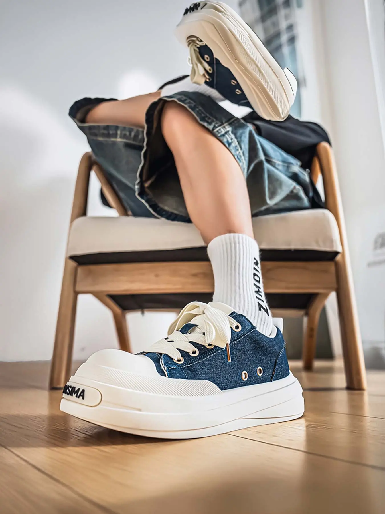 Men's Chunky Platform Canvas Shoes, Elevated Breathable Casual Sneakers, Non-Slip Durable Trendy Shoes